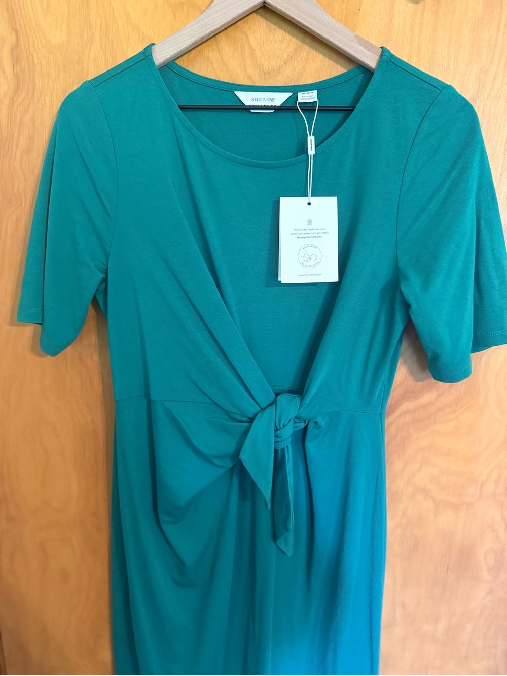 NWT Seraphine Ponte Roma Emerald Green Tie-Waist Midi Dress Size 10 - Picture 2 of 11